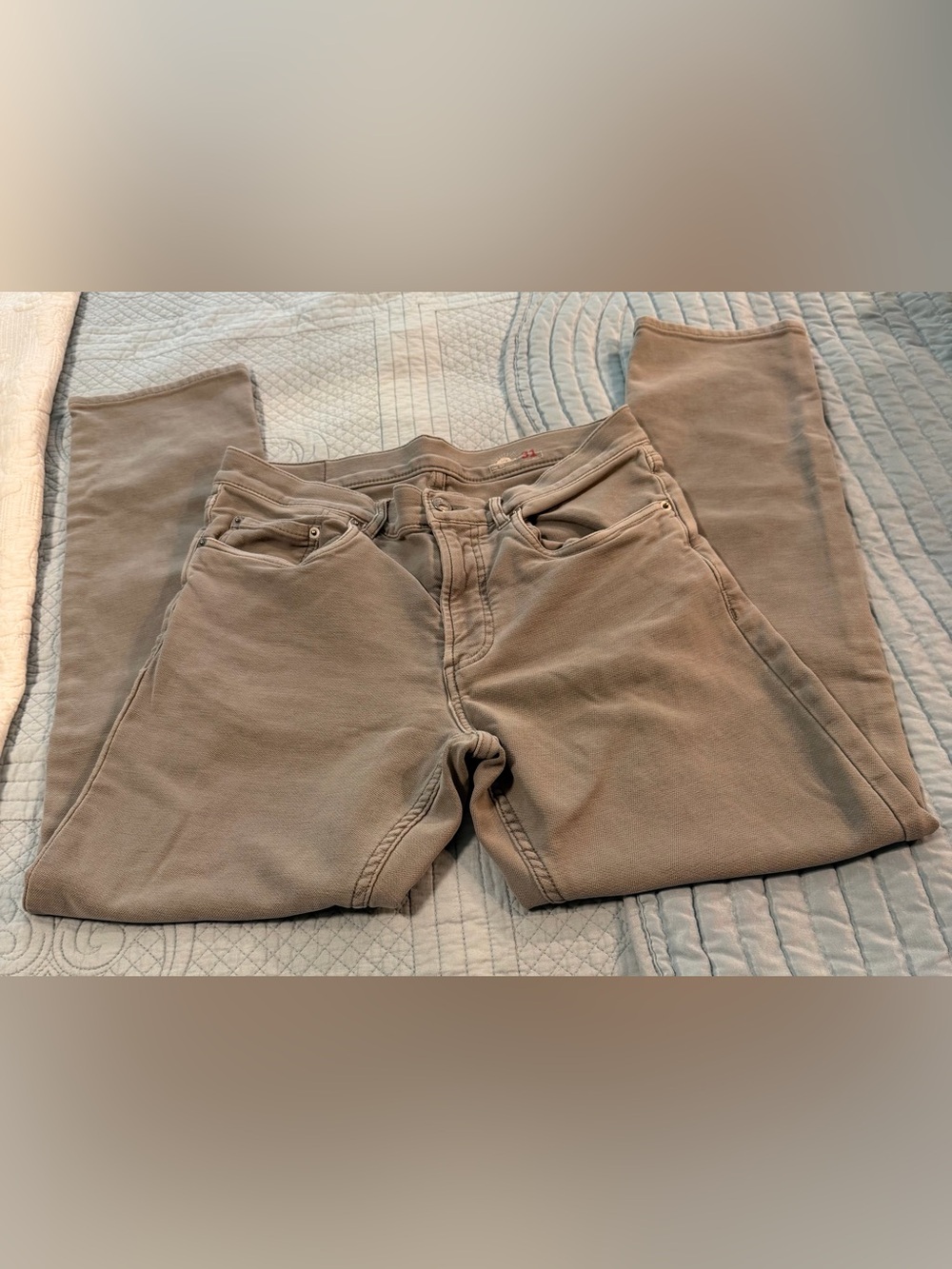 Faherty Men’s Gray 5-Pocket Slim Straight Stretch Pants Size 31